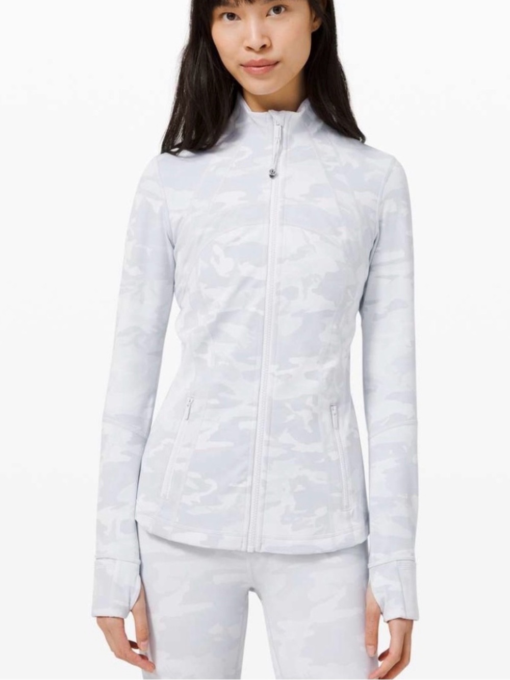 Lululemon Define Jacket 8 Camo Grey White Gray Thumhole Gym Workout Women